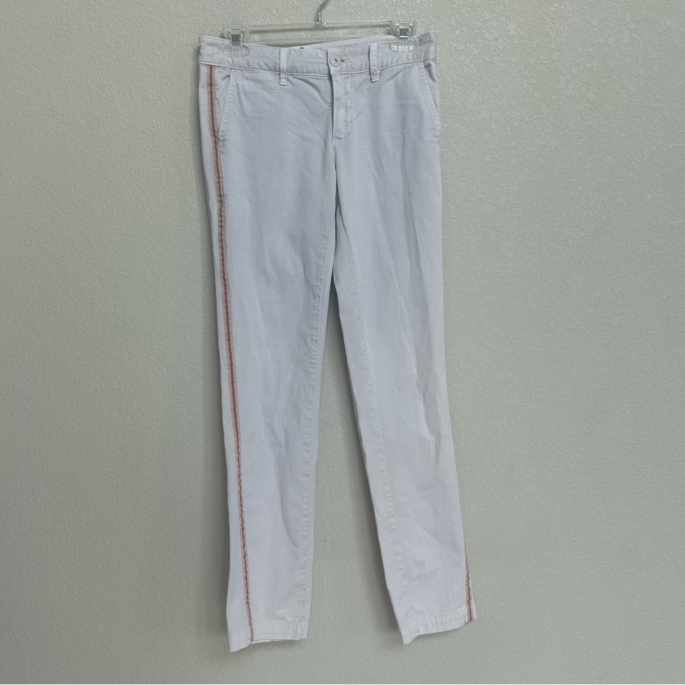 CHINO by Anthropologie Women’s Beige Relaxed Pants with Pink Side‎ Stripe 25